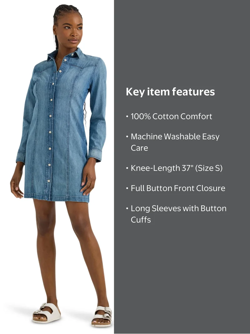 Lee Women's and Women's Plus Heritage Western Denim Dress, Sizes