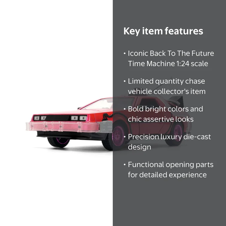 Jada Toys Pink Slips Back To The Future 1:24 Time Machine (Pink