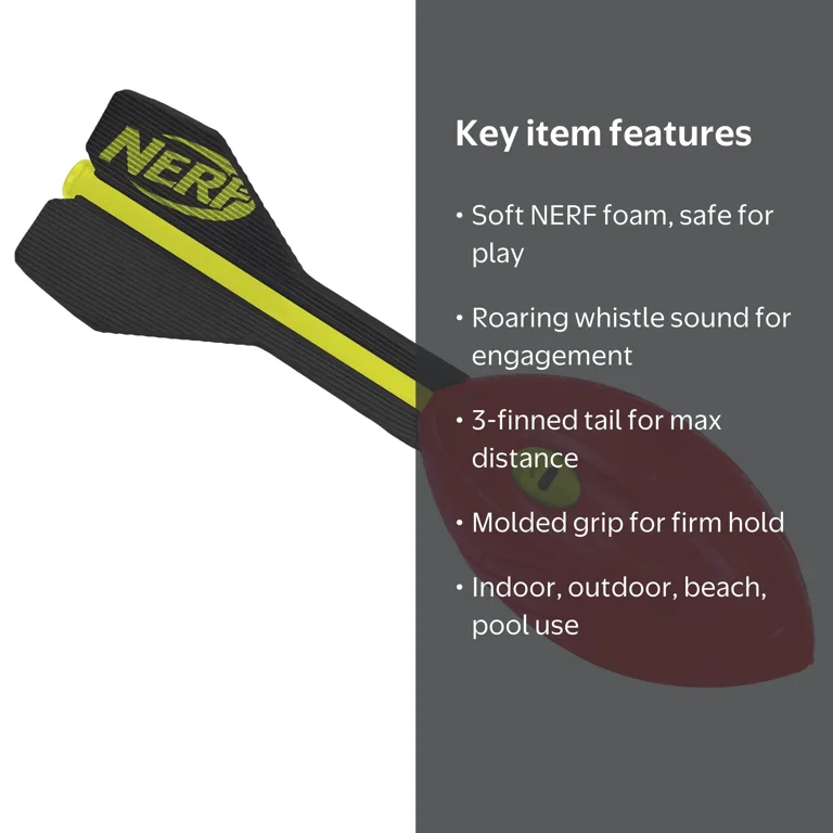 Franklin Sports NERF Vortex Aero Howler Foam Football, Long