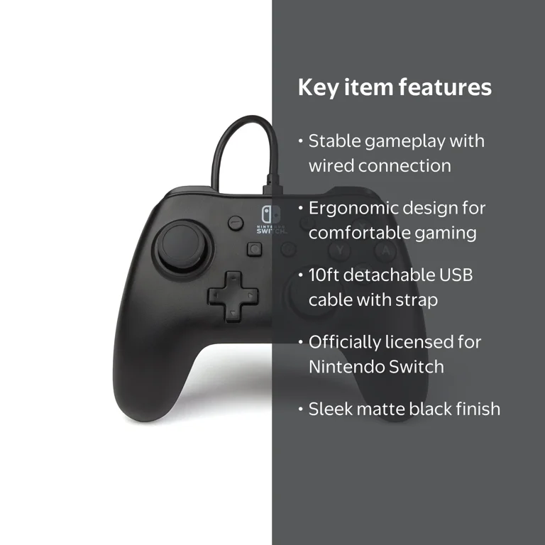 PowerA, Wired Controller for Nintendo Switch, Model RRK150, Black