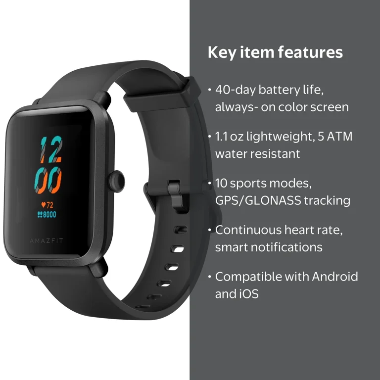 Amazfit Bip S Fitness Smart Watch: 40 Day Battery Life 10 Sports