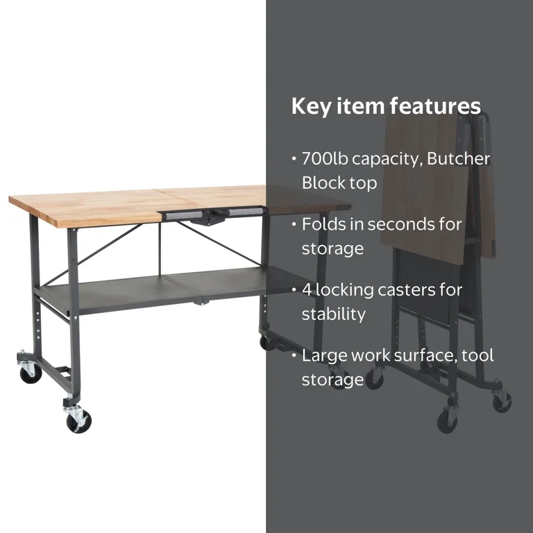 COSCO SmartFold Portable Workbench / Folding Utility Table (Gray