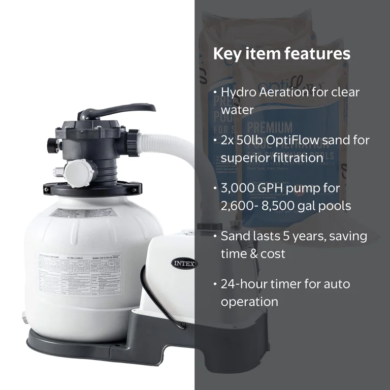 Intex Krystal Clear 1600GPH Sand Filter Pump with OptiFlow 2 Pack