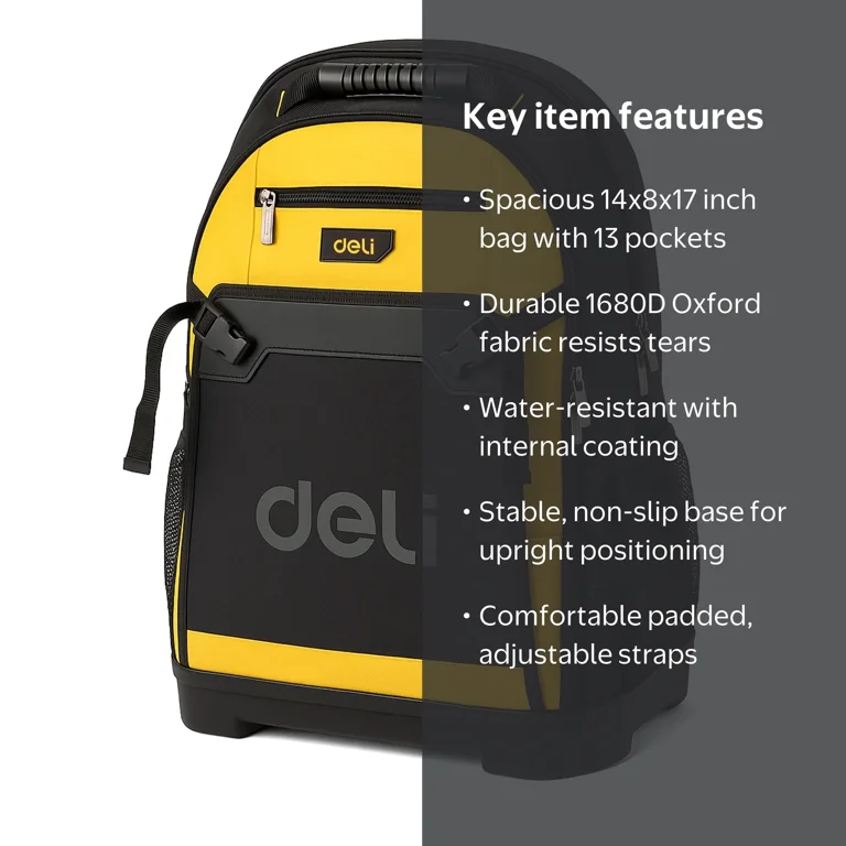 Deli Tool Backpack Tool Bag, Heavy-Duty Tool Storage and
