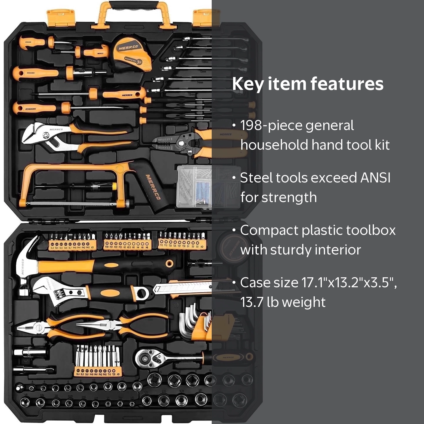 【美品】TOOL コレクターセット DEKOPRO 198-Piece DIY Home Repair Tool Kit with Durable Plastic
