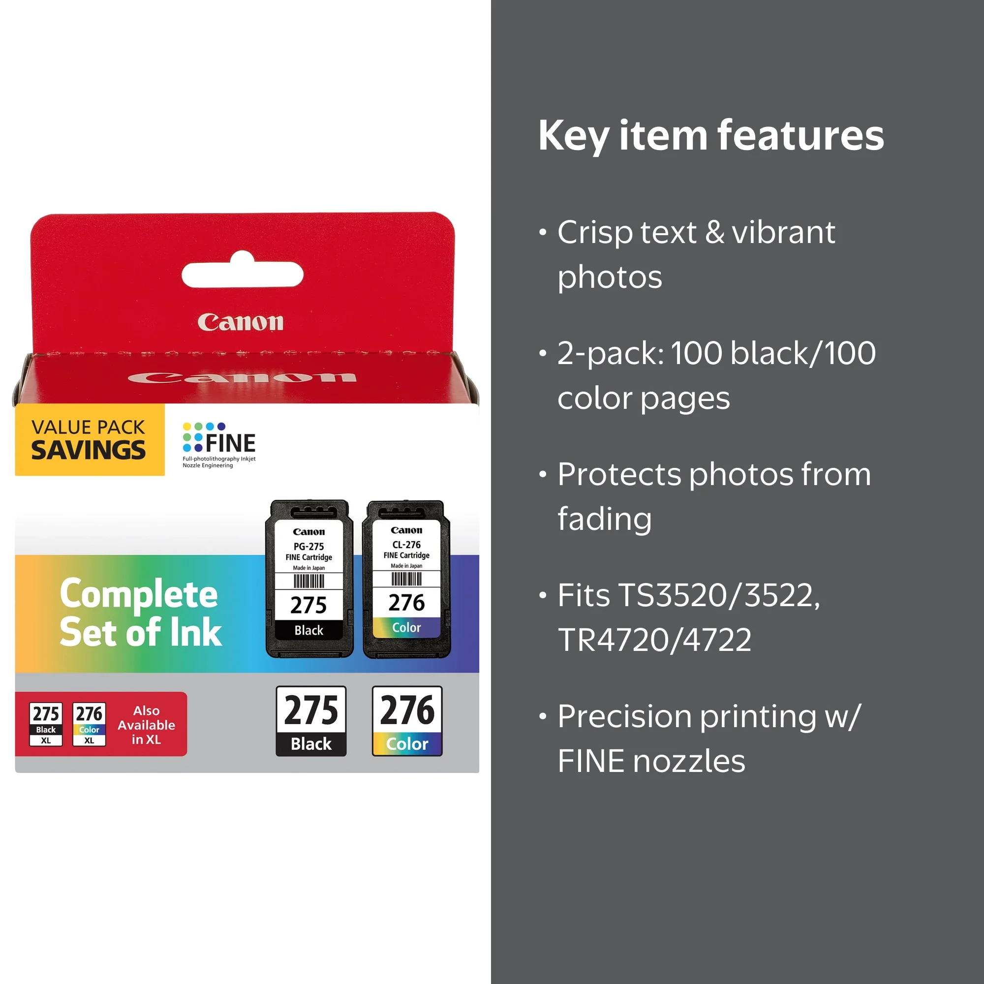 Canon, Multi Pack, Black and Color Ink Cartridges, 100 pages each