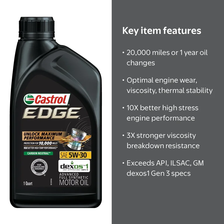 Castrol EDGE 5W-30 Advanced Full Synthetic Motor Oil, 1 Quart