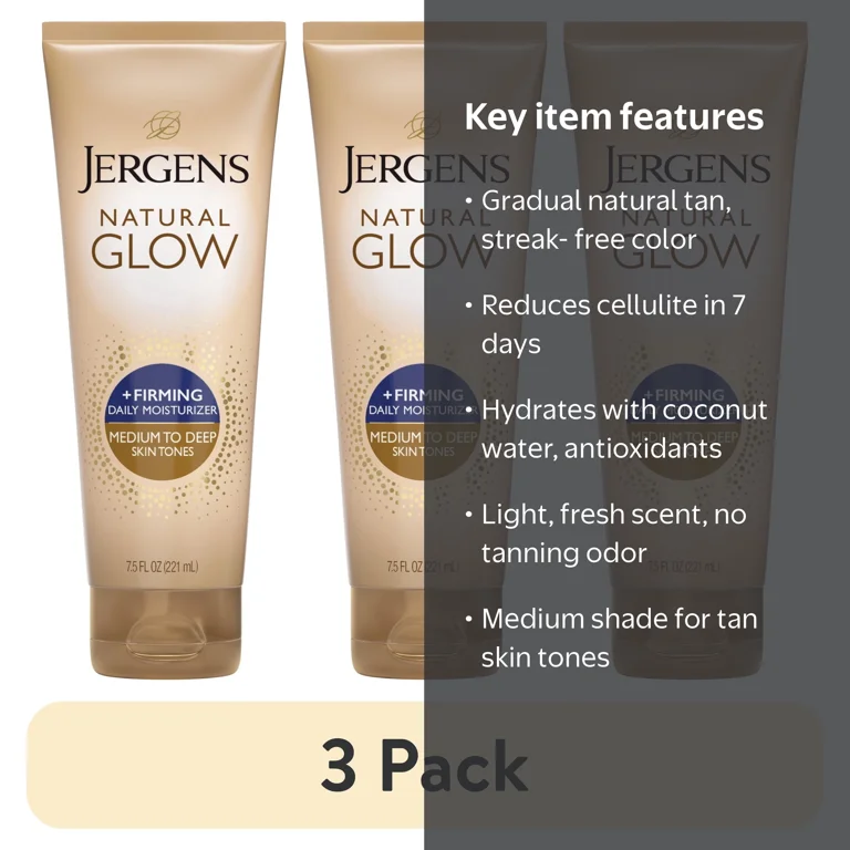 3 pack) Jergens Natural Glow Firming Daily Moisturizer Medium to