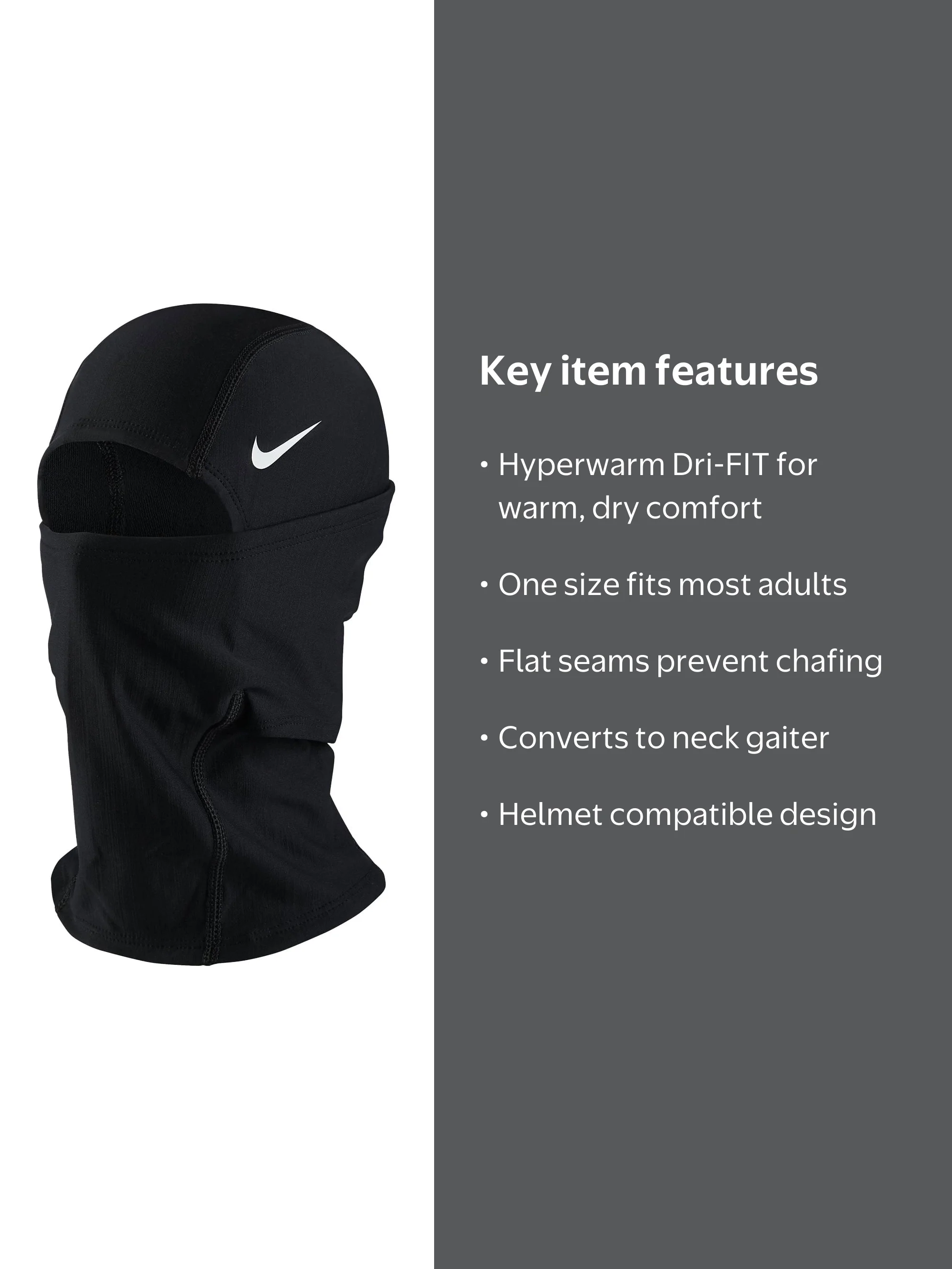 Nike Pro Hyperwarm Hood - Dri-Fit Fabric, Lightweight, Convertible