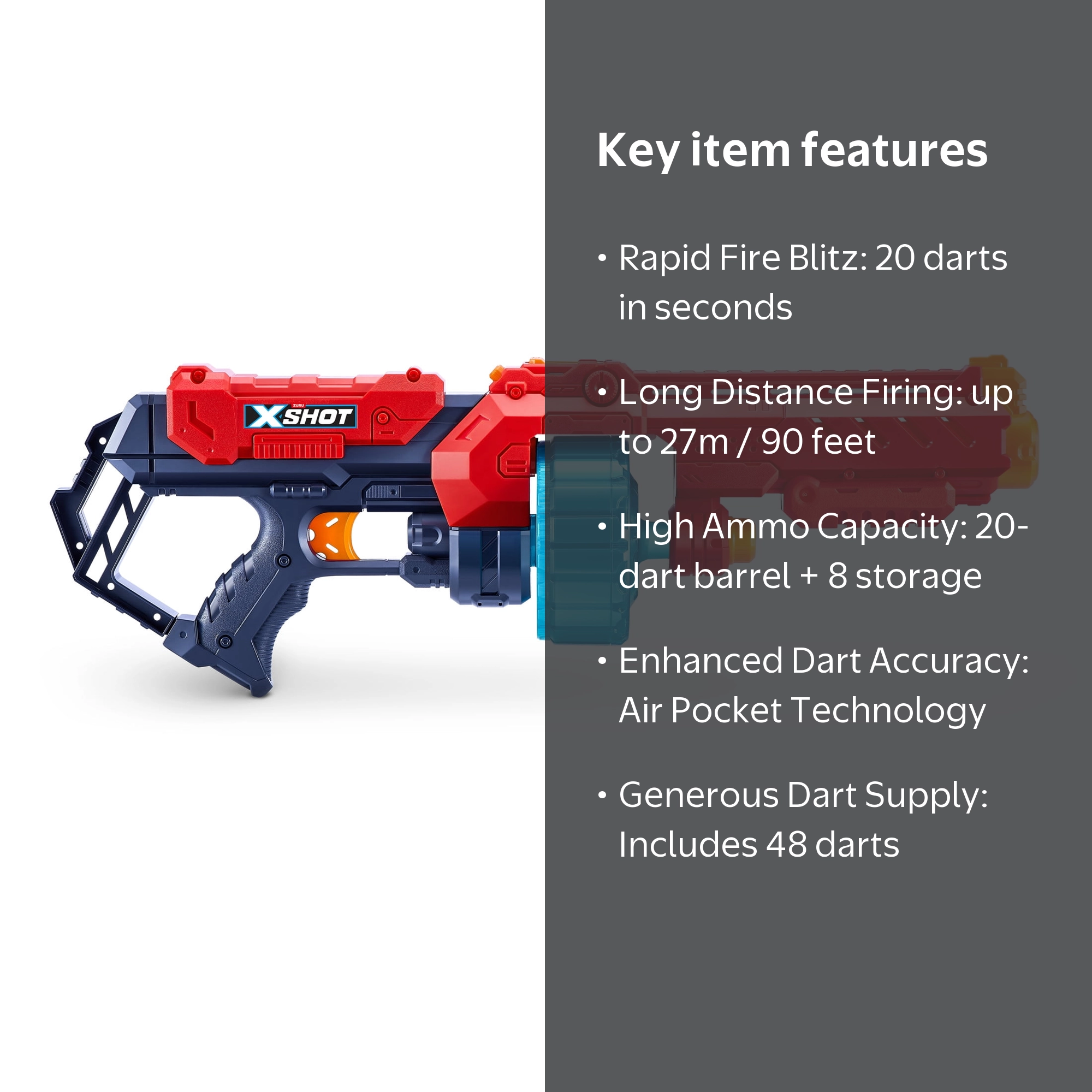 XSHOT Excel Turbo Fire Blaster by ZURU - Outdoor Blaster with 48