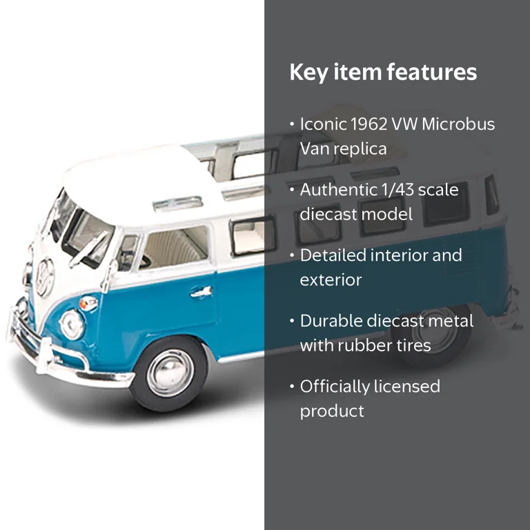Road Signature 1962 Volkswagen Microbus Van, Open Roof, Blue/White