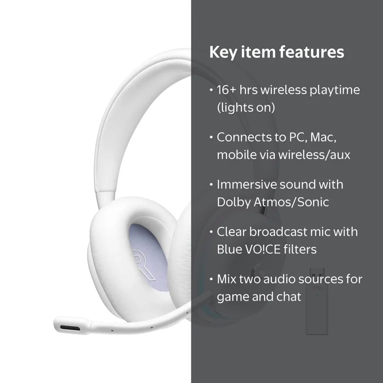 Logitech G735 Wireless Gaming Headset, LIGHTSYNC RGB, Lightspeed