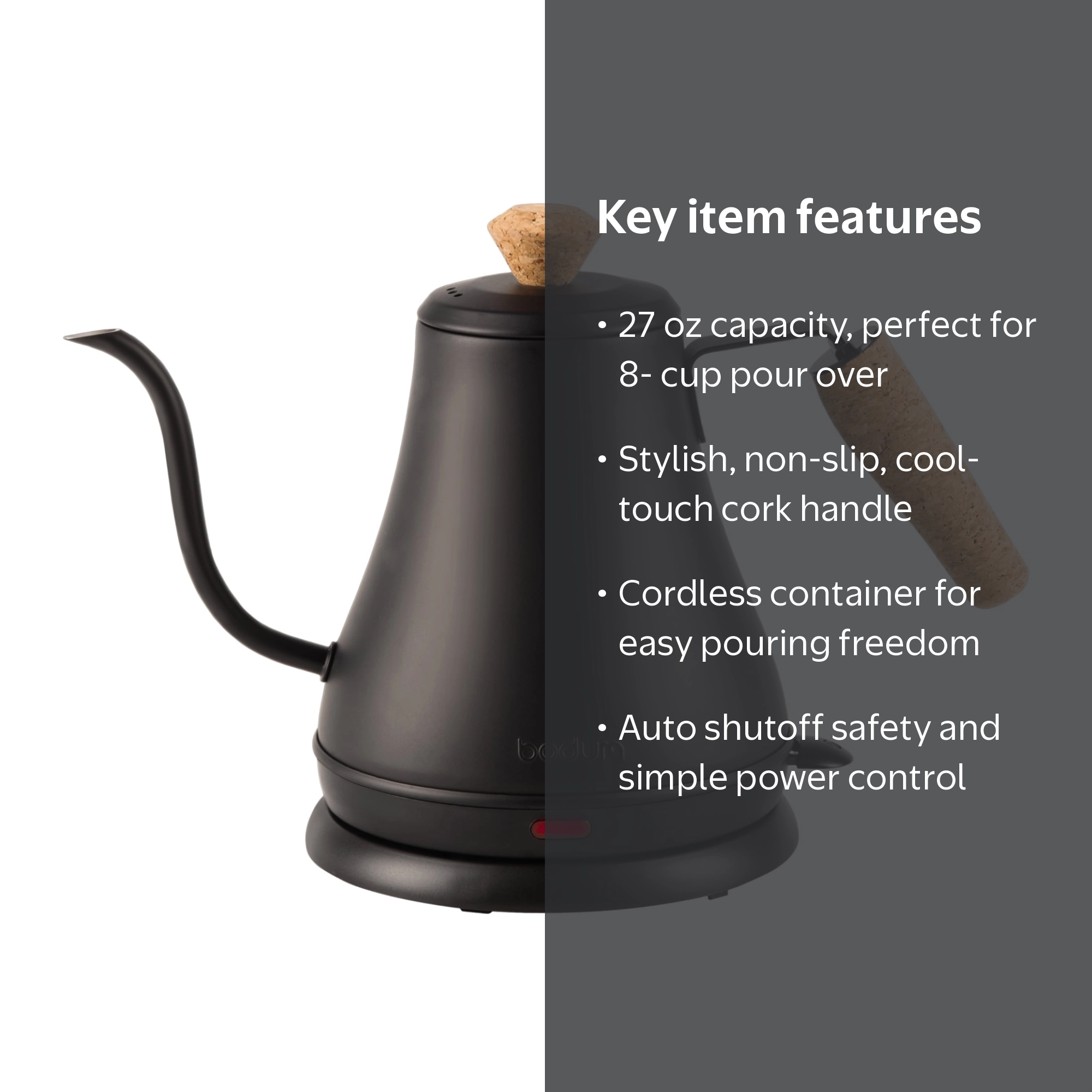 Free Shipping! BODUM Electric Gooseneck Kettle Black with