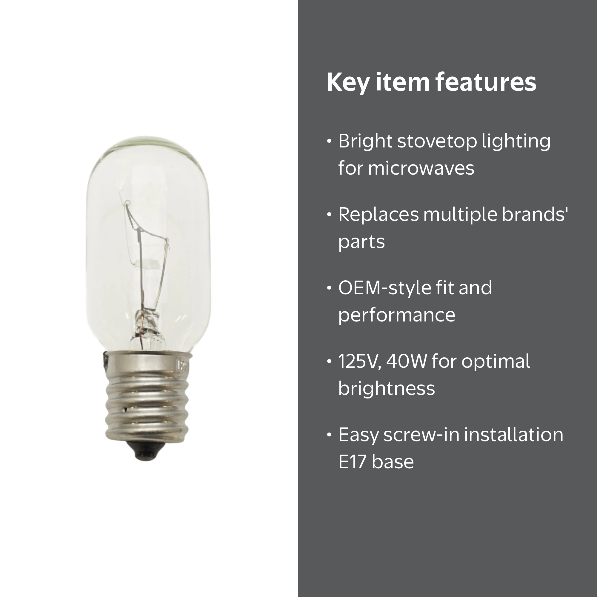 8206232A, Microwave Exterior Light Bulb 125V fits Roper, Kenmore
