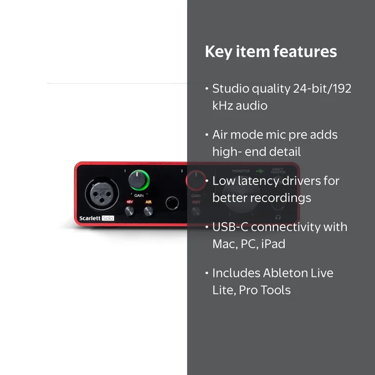 Focusrite Scarlett Solo 3rd Gen Audio Interface for Studio