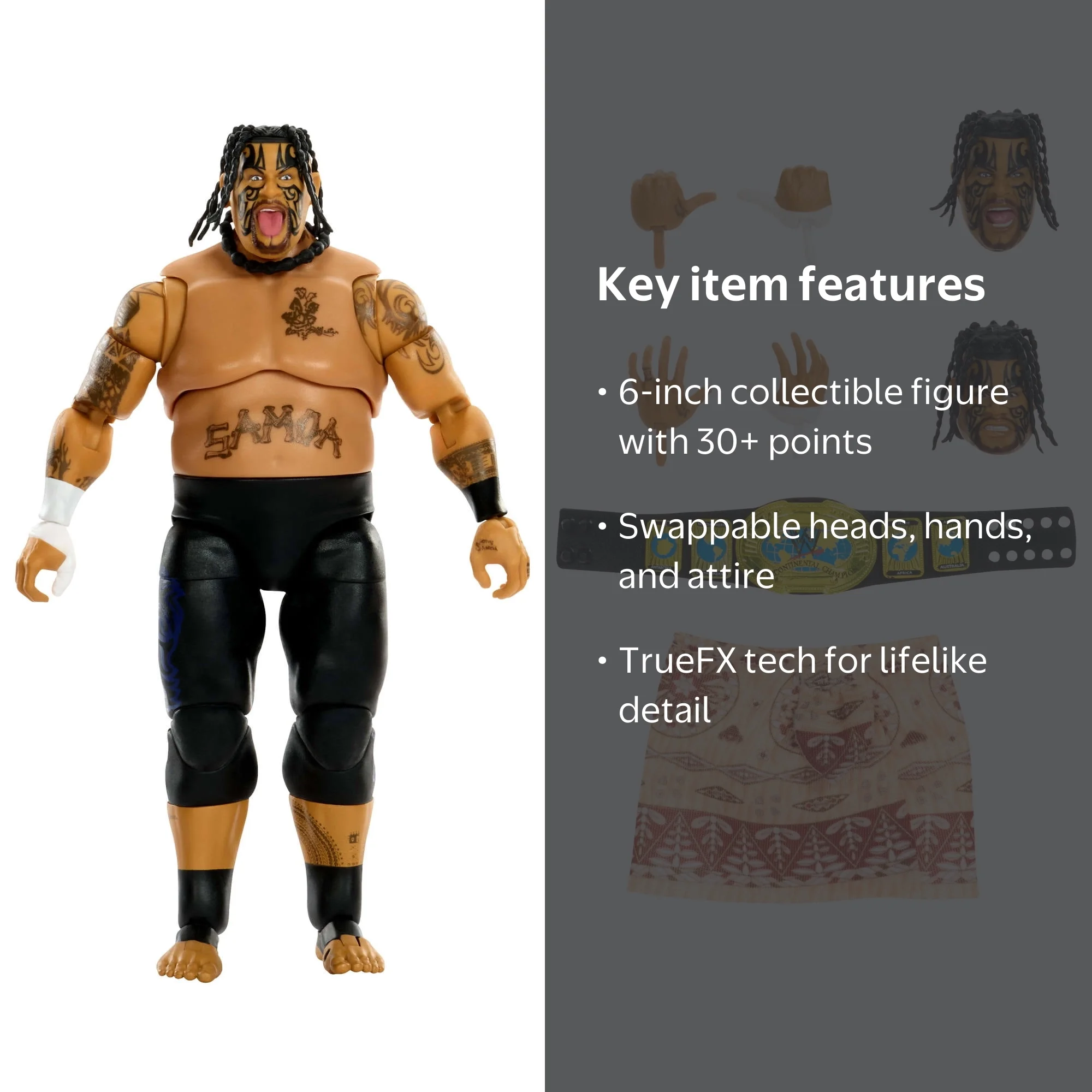 WWE, Ultimate Edition Umaga Action Figure, 6-inch, Multicolor