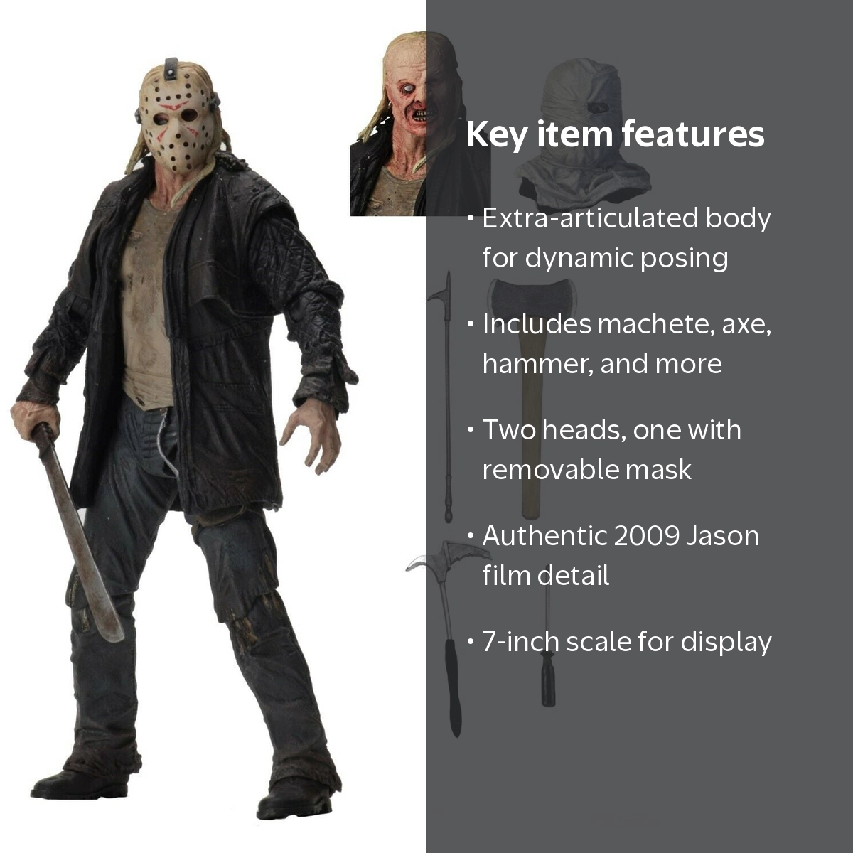 NECA Ultimate Jason 7-Inch Action Figure, Interchangeable Heads