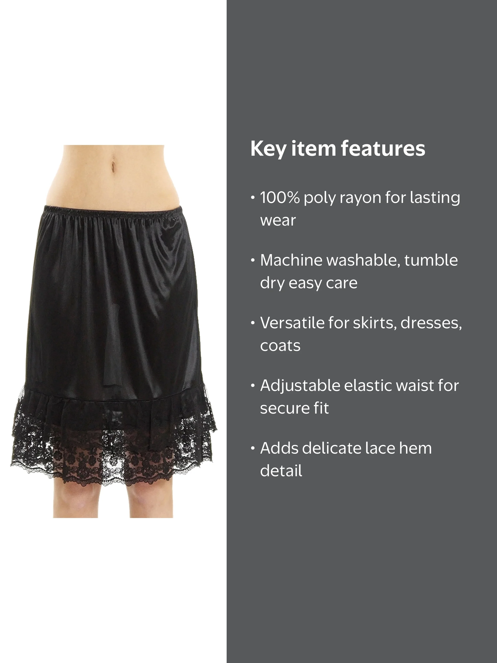 Women's Double Layered Satin Skirt Extender / Half Slip Lingerie