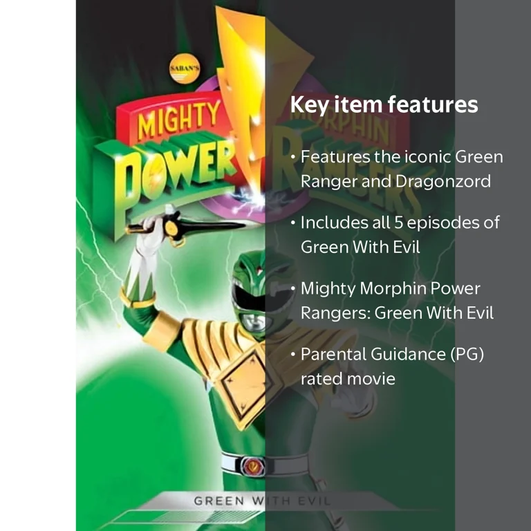 Universal Studios, Power Rangers DVD, Green With Evil, 5 Episodes