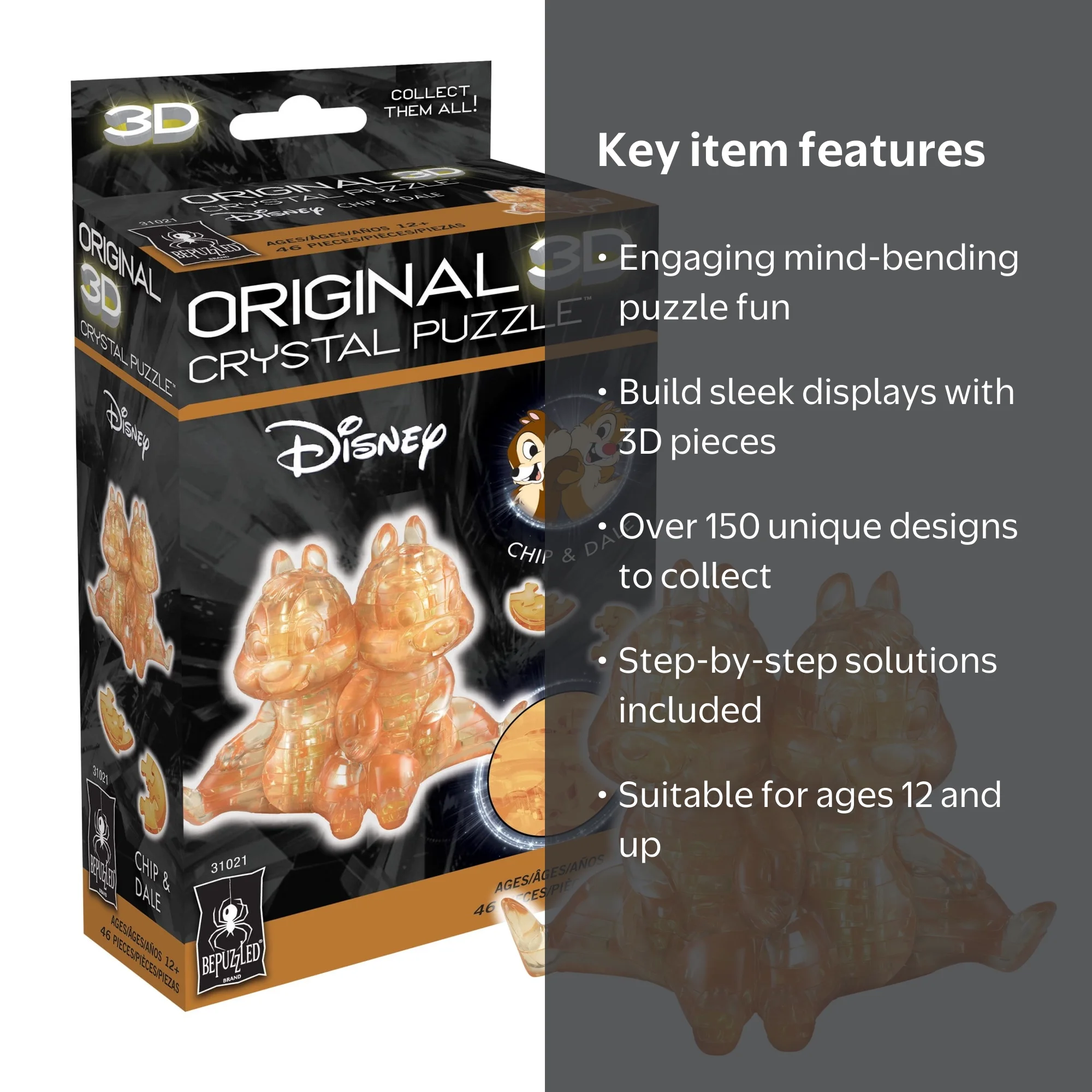 Disney Chip and Dale Original 3D Crystal Puzzle by BePuzzled Ages