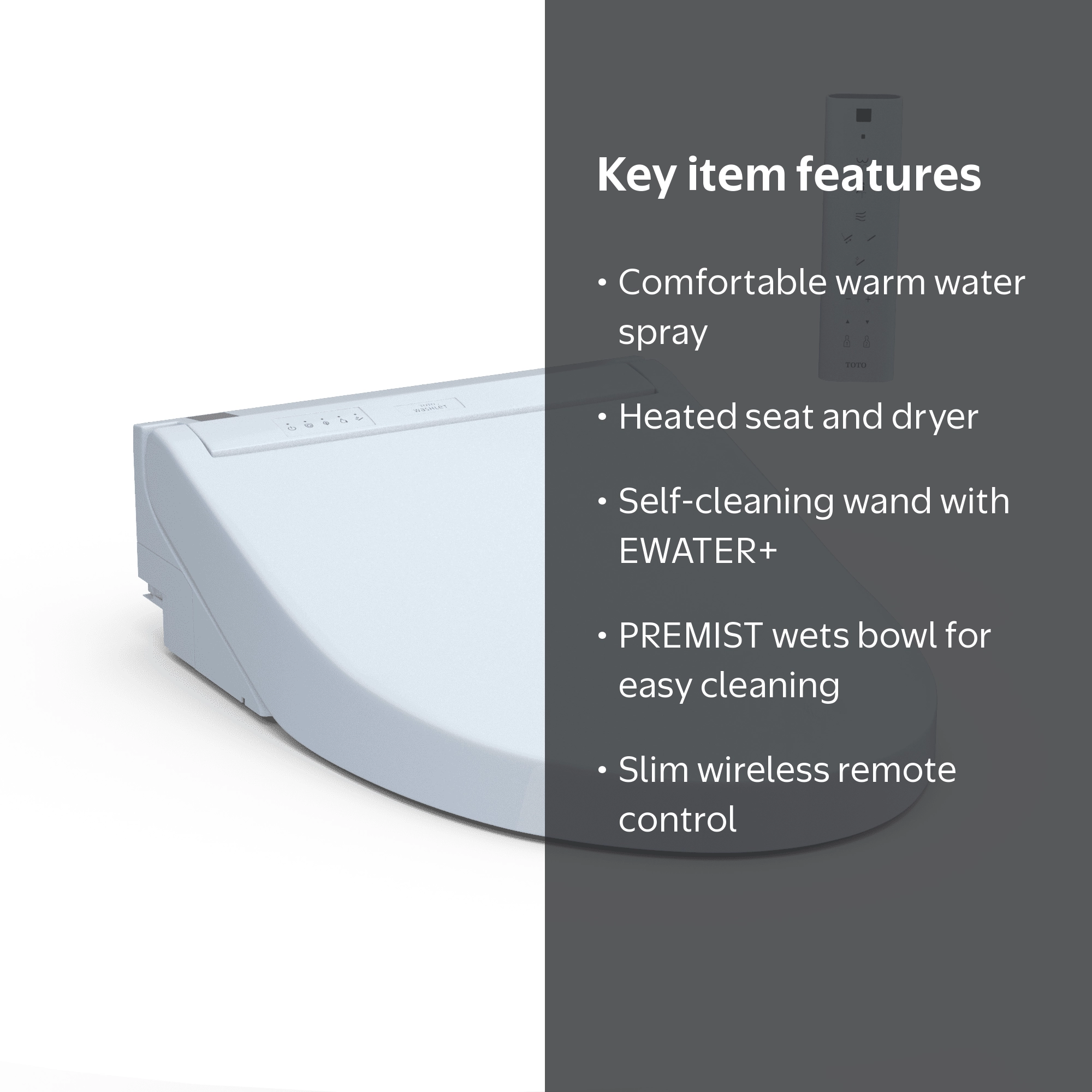 TOTO® C5 WASHLET®+ Electronic Heated Bidet Seat, PREMIST, EWATER+