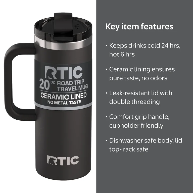 RTIC, Travel Mug, 20 oz Ceramic Lined Insulated, Lid - Walmart.com