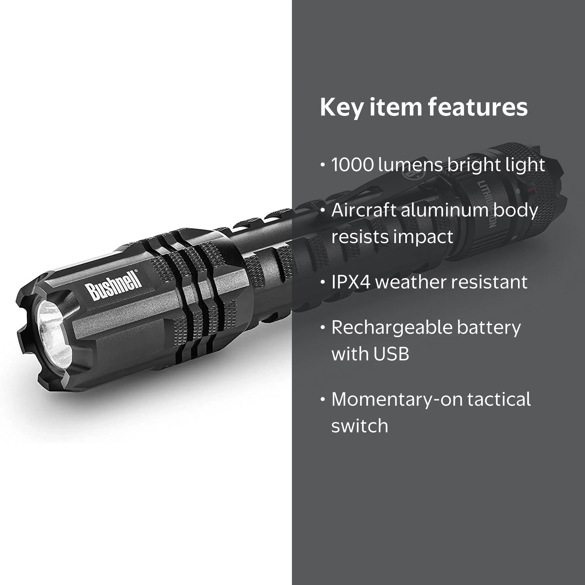 Bushnell, Rechargeable Flashlight, 1000 Lumens, Black - Walmart.com