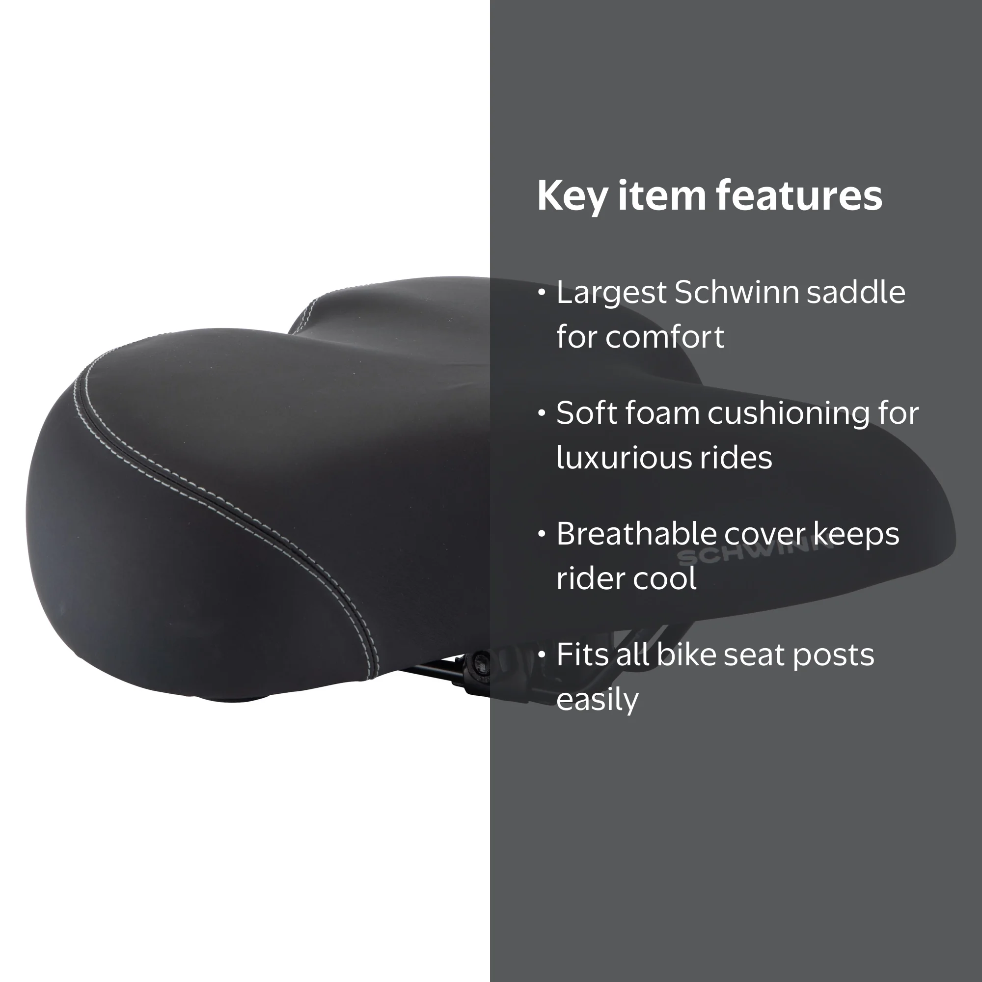 Schwinn Comfort Bike Seat, Super Midway Cruise Saddle with Foam