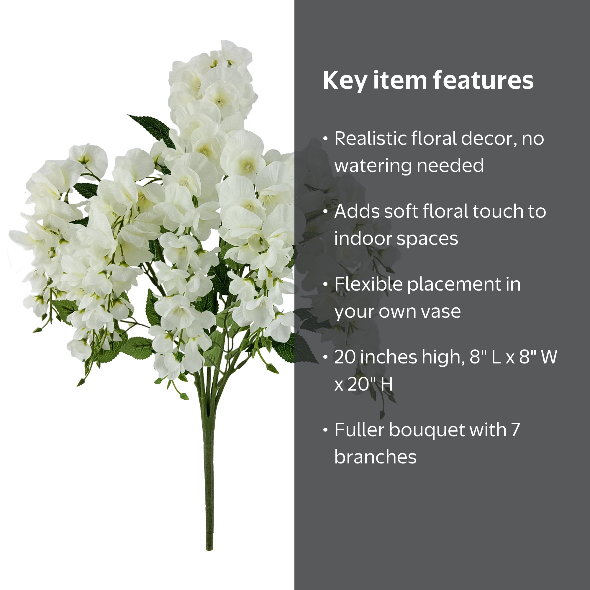 Mainstays Artificial Wisteria Flower Bouquet 20 inches Indoor