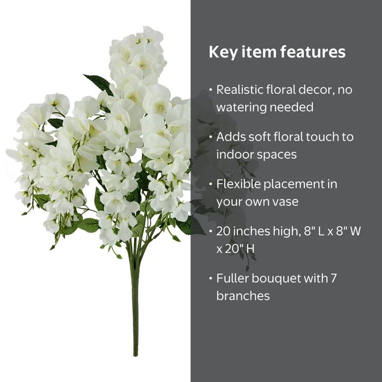 Mainstays Artificial Wisteria Flower Bouquet 20 inches Indoor