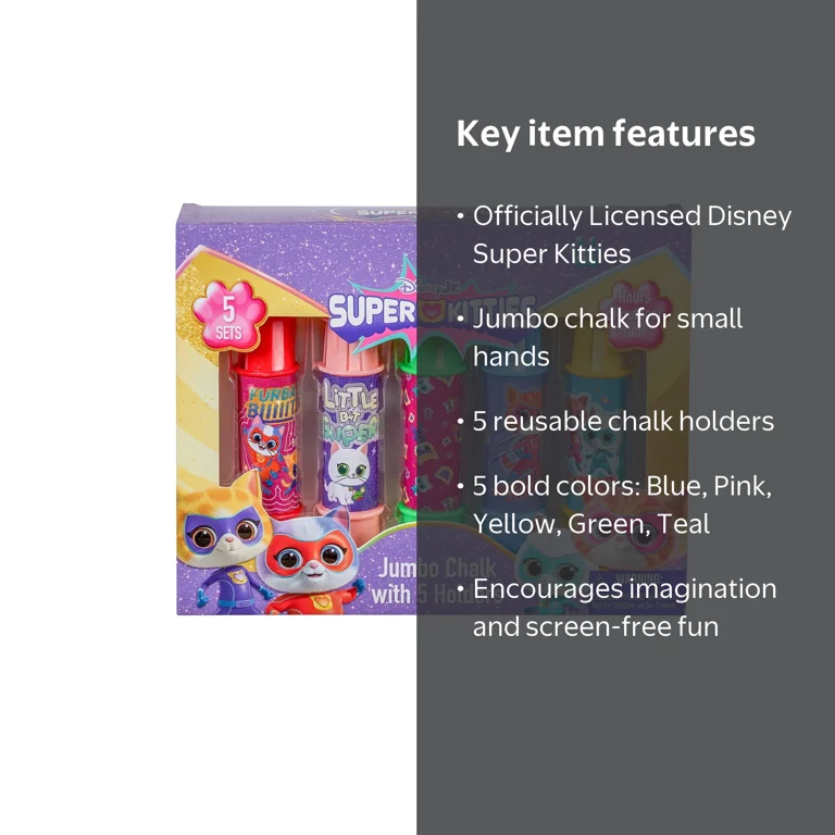 Little Kids Disney Super Kitties Jumbo Chalk Set with Reusable