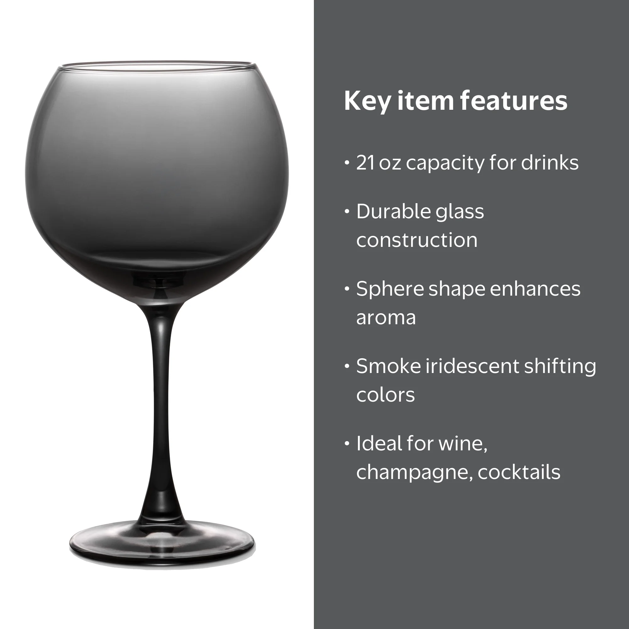 Thyme & Table Smoke Iridescent Sphere Stemmed Wine Glass 21 fl oz,  Iridescent Smoke Finish - Walmart.com