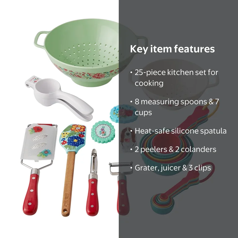 The Pioneer Woman 25-Piece Kitchen Set with Colanders, Measuring