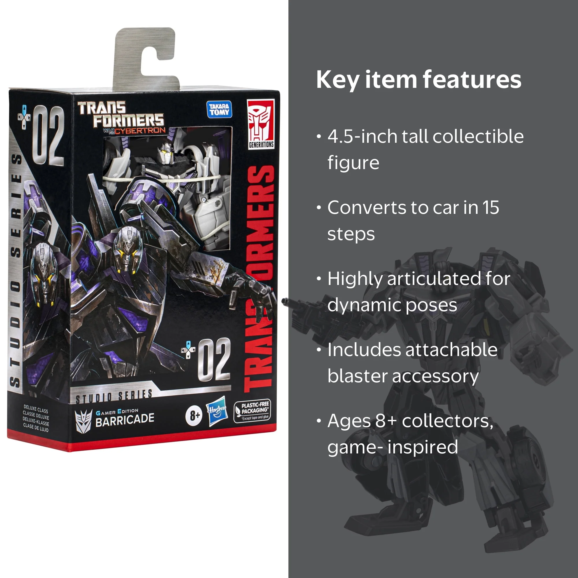 Transformers Studio Series Deluxe Gamer Edition Barricade 4.5