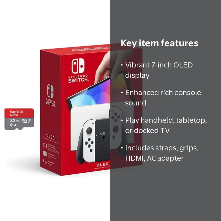 Nintendo Switch OLED White and 32GB microSD Card - World Edition