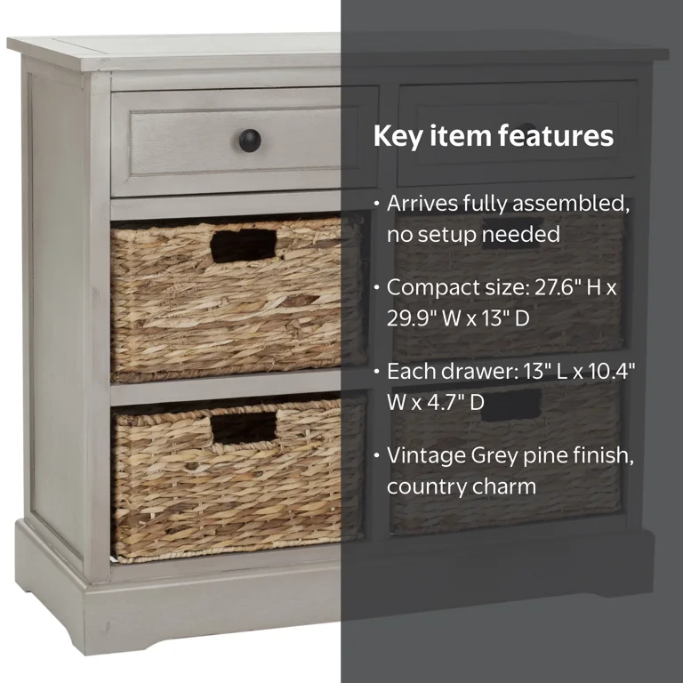 Free Shipping! Safavieh Herman 2-Drawer Storage Unit with 4 Wicker