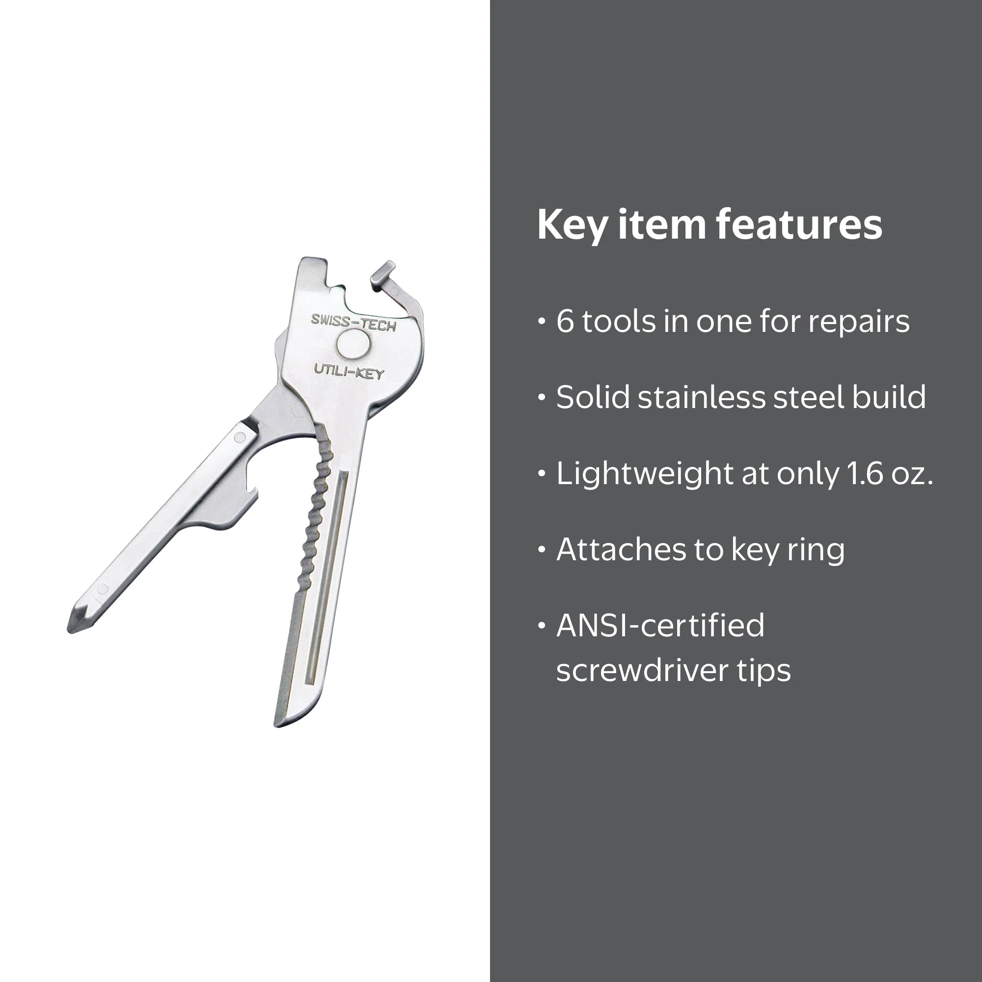 Swiss Tech Utili-Key 6-in-1 Key Ring Multitools - Walmart.com