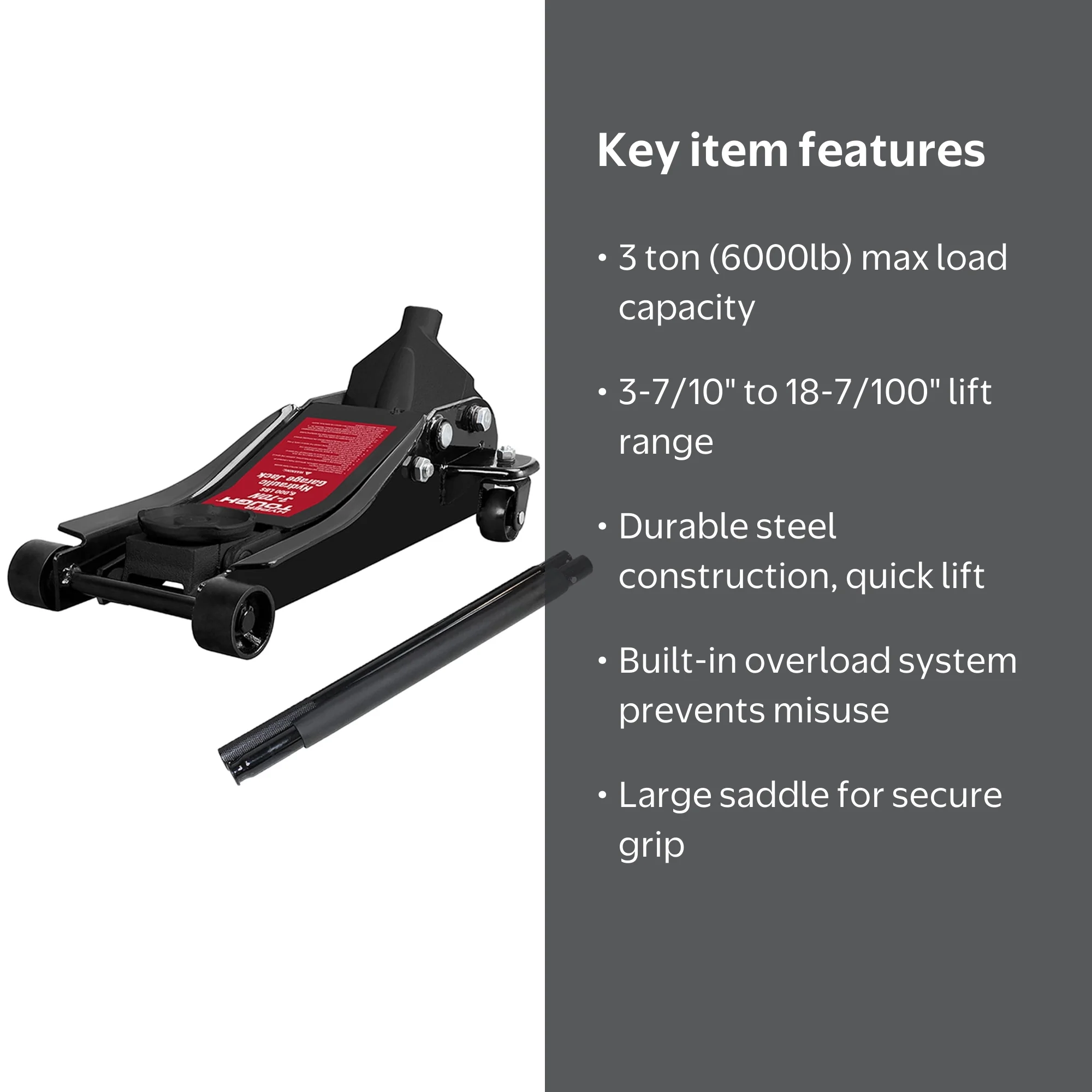 Torin HyperTough 3 Ton Hydraulic Steel Racing Floor Jack,DMT83505W