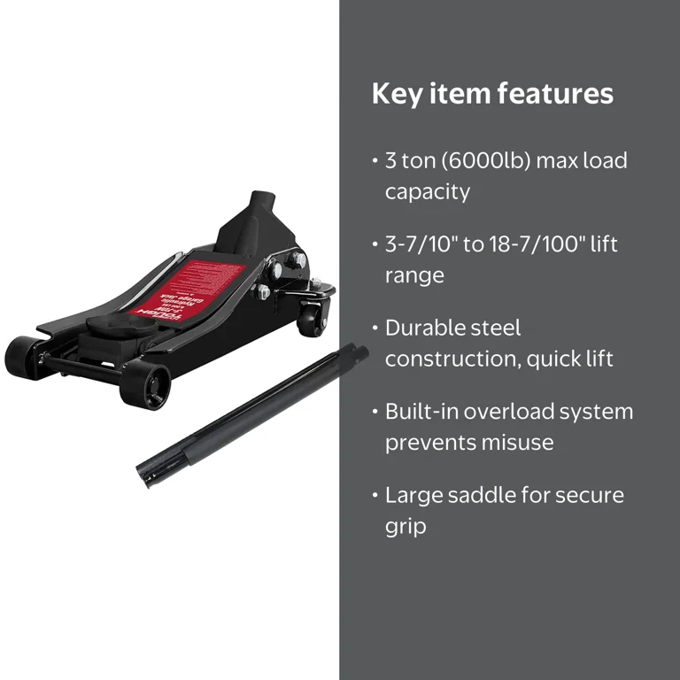 Torin HyperTough 3 Ton Hydraulic Steel Racing Floor Jack,DMT83505W