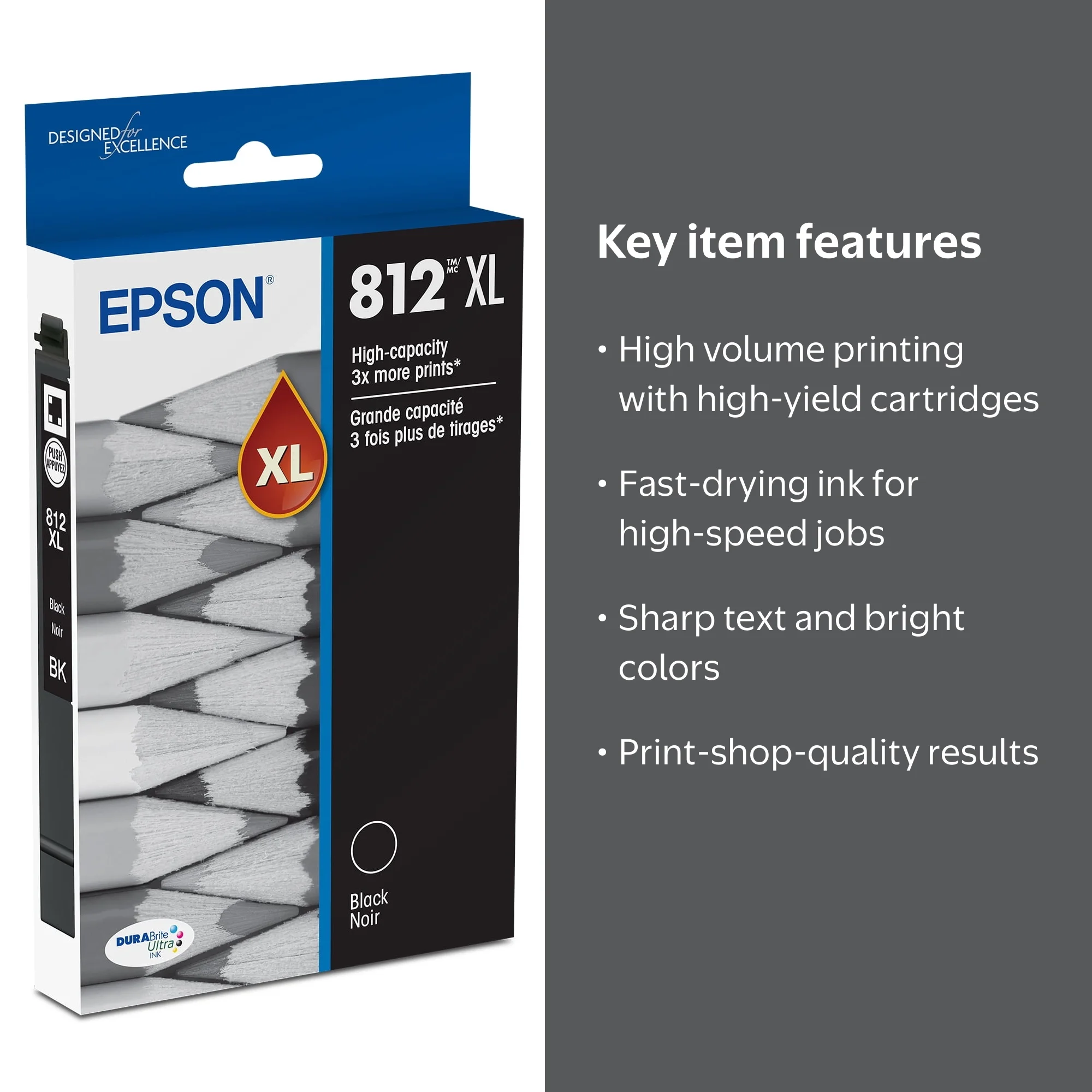 Epson T812 High Yield Genuine Original Ink Cartridge - Black