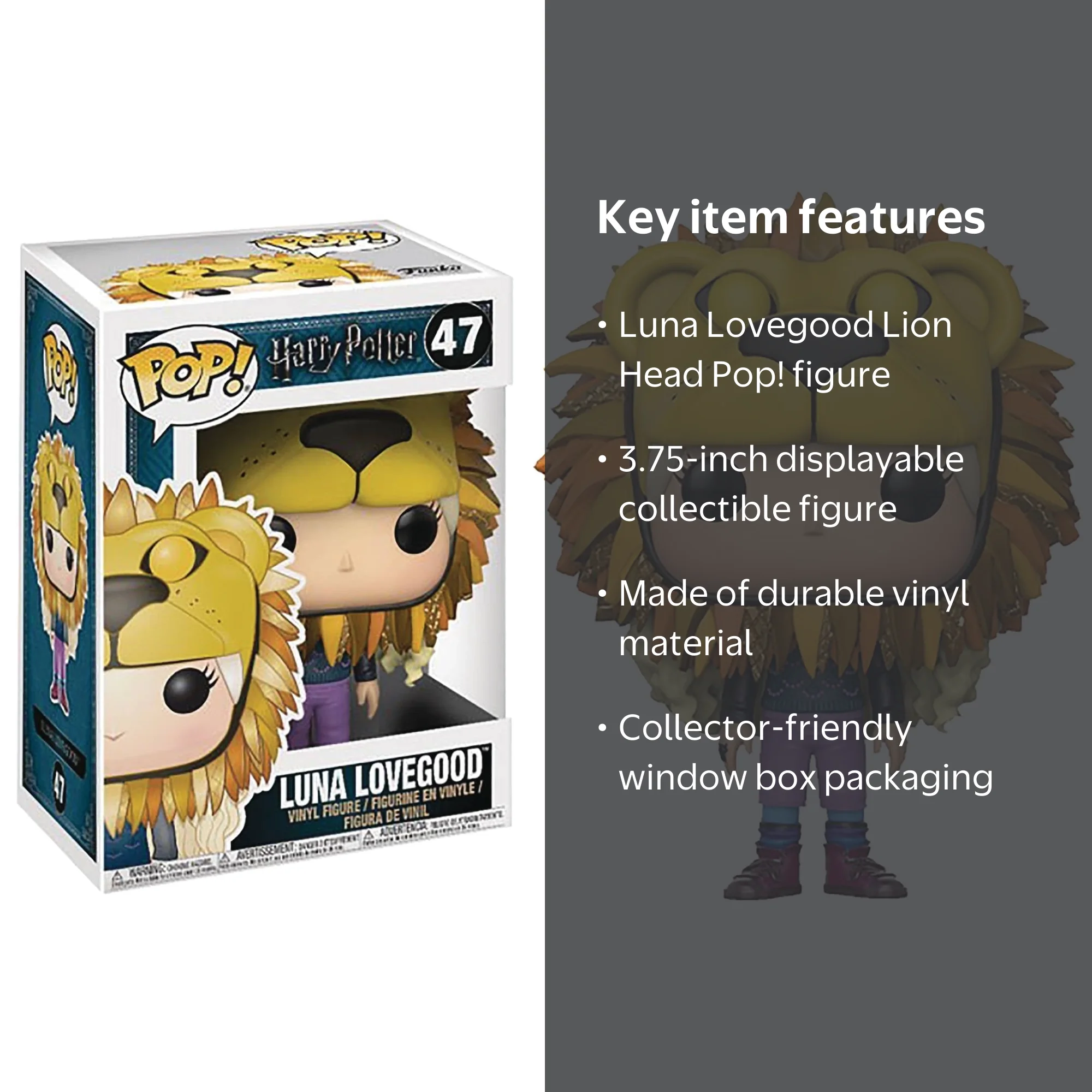Funko, Pop Vinyl Figure, Luna Lovegood Lion Head, 3 3/4-inch