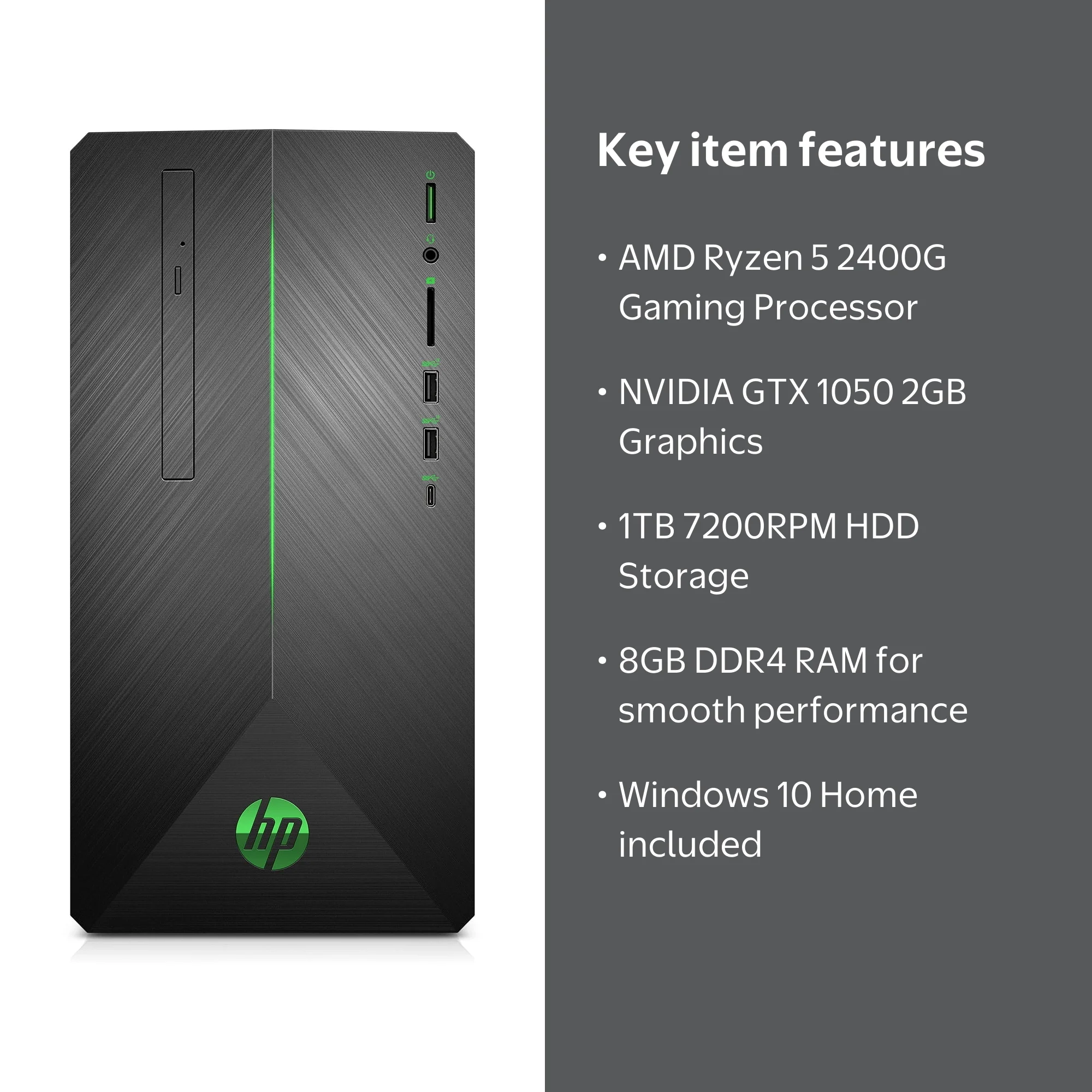 HP Pavilion Gaming Desktop AMD Ryzen 5 2400G, Nvidia 1050 GPU 1TB