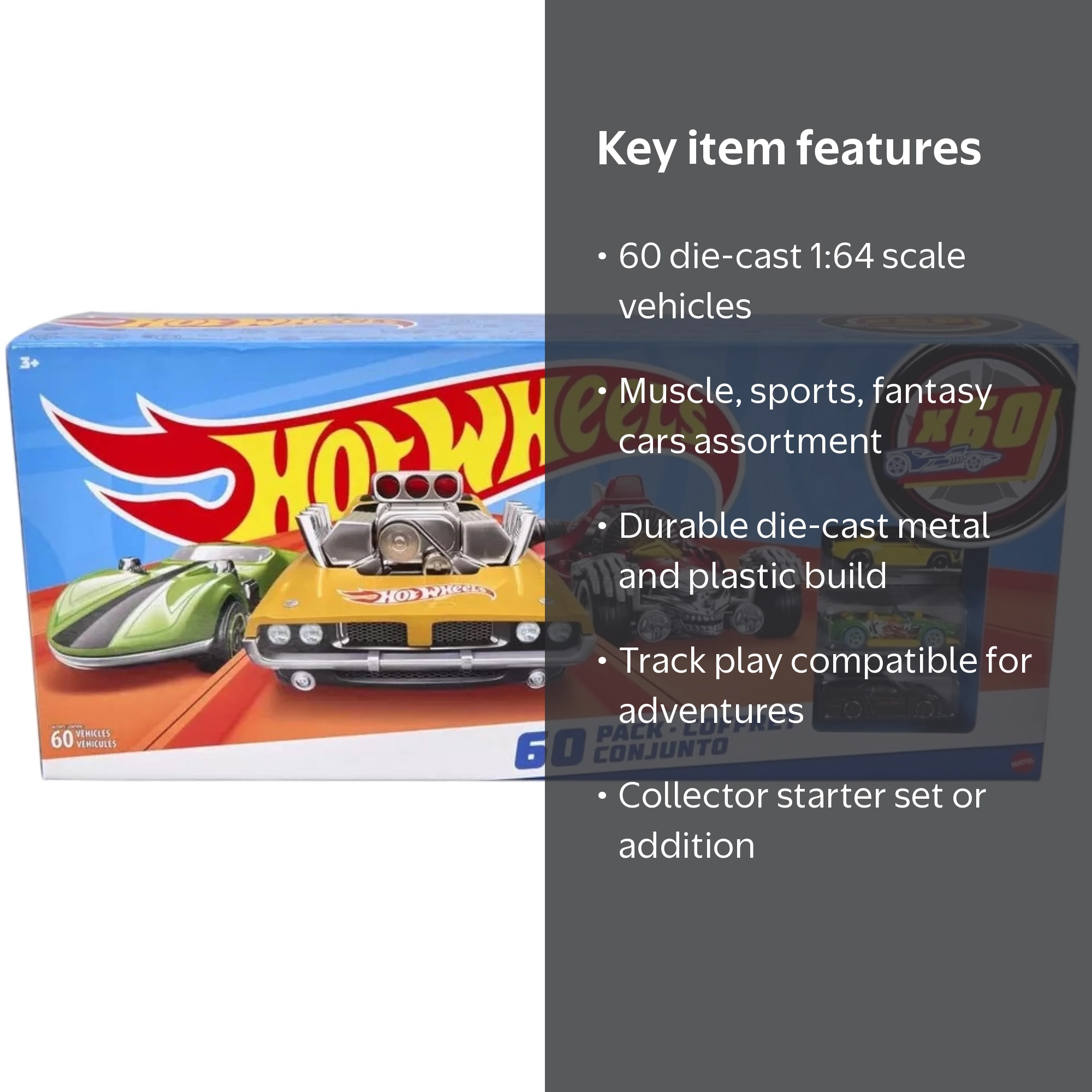 Hot Wheels, Die-Cast Cars Collection, 60-Pack, Assorted Vehicles