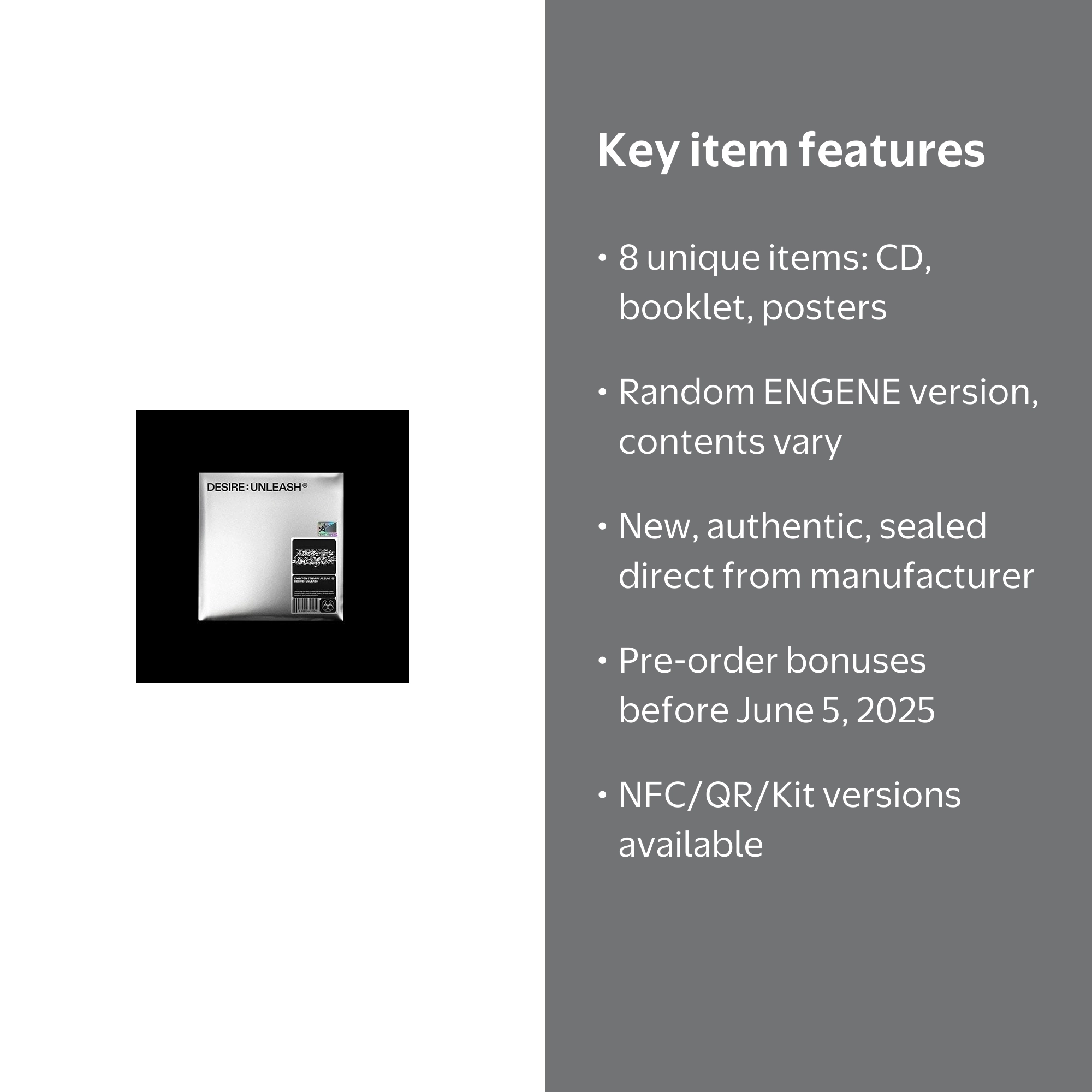 ENHYPEN - [DESIRE : UNLEASH] 6th Mini Album ENGENE RANDOM Version