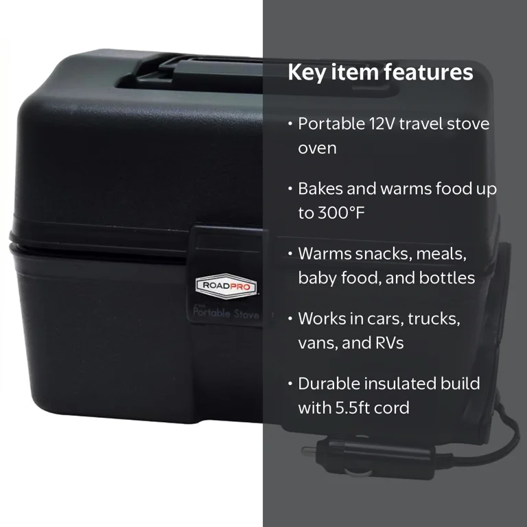 Roadpro, Portable Car Stove Oven, 12V, Warming Up to 300°F