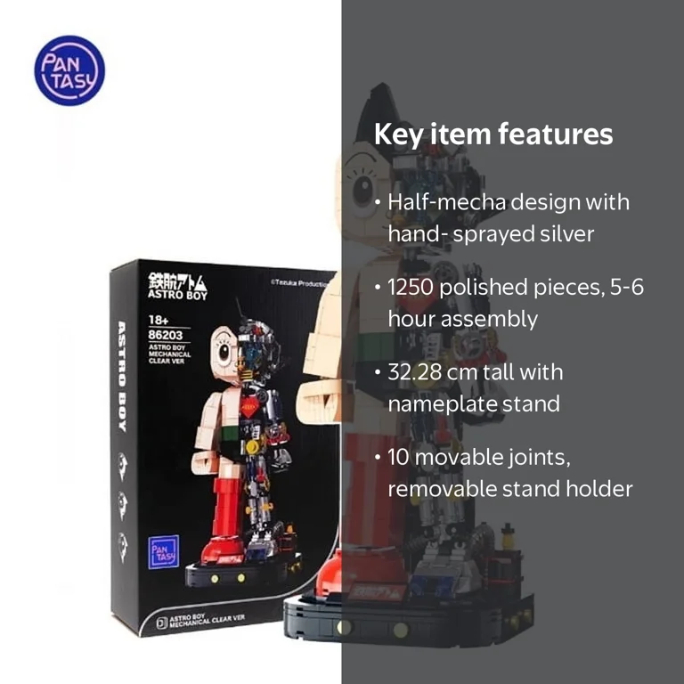 PANTASY Astro Boy Mechanical Clear Building Bricks Set 1250 pcs
