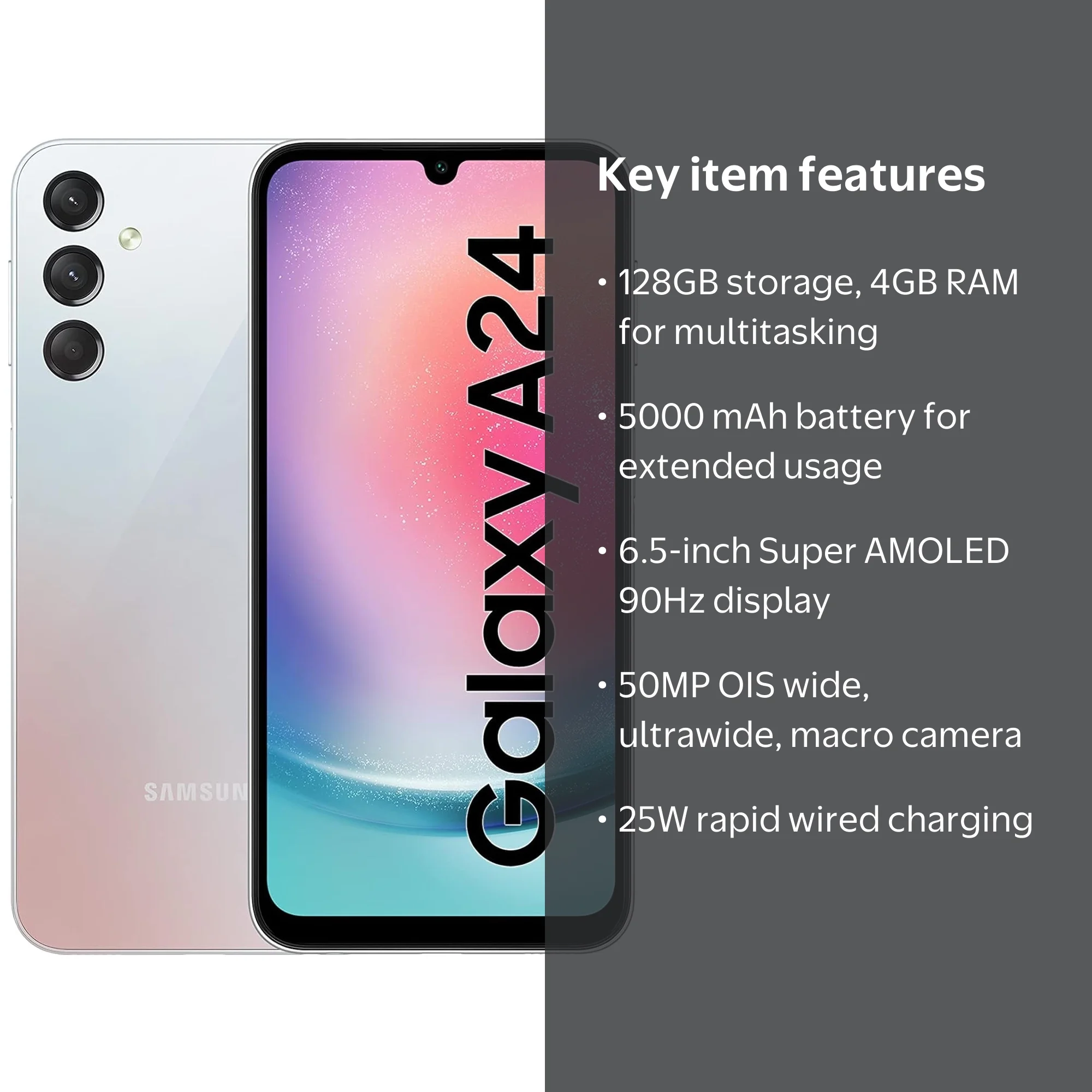 SAMSUNG Galaxy A24 4G LTE (128GB + 4GB) Unlocked Worldwide Latin