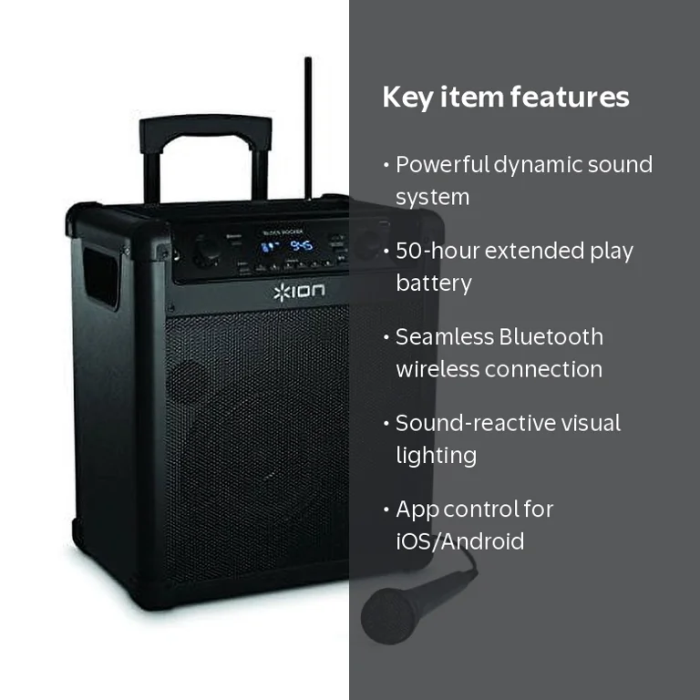 Ion Audio Block Rocker Flash | Wireless Rechargeable Speaker with