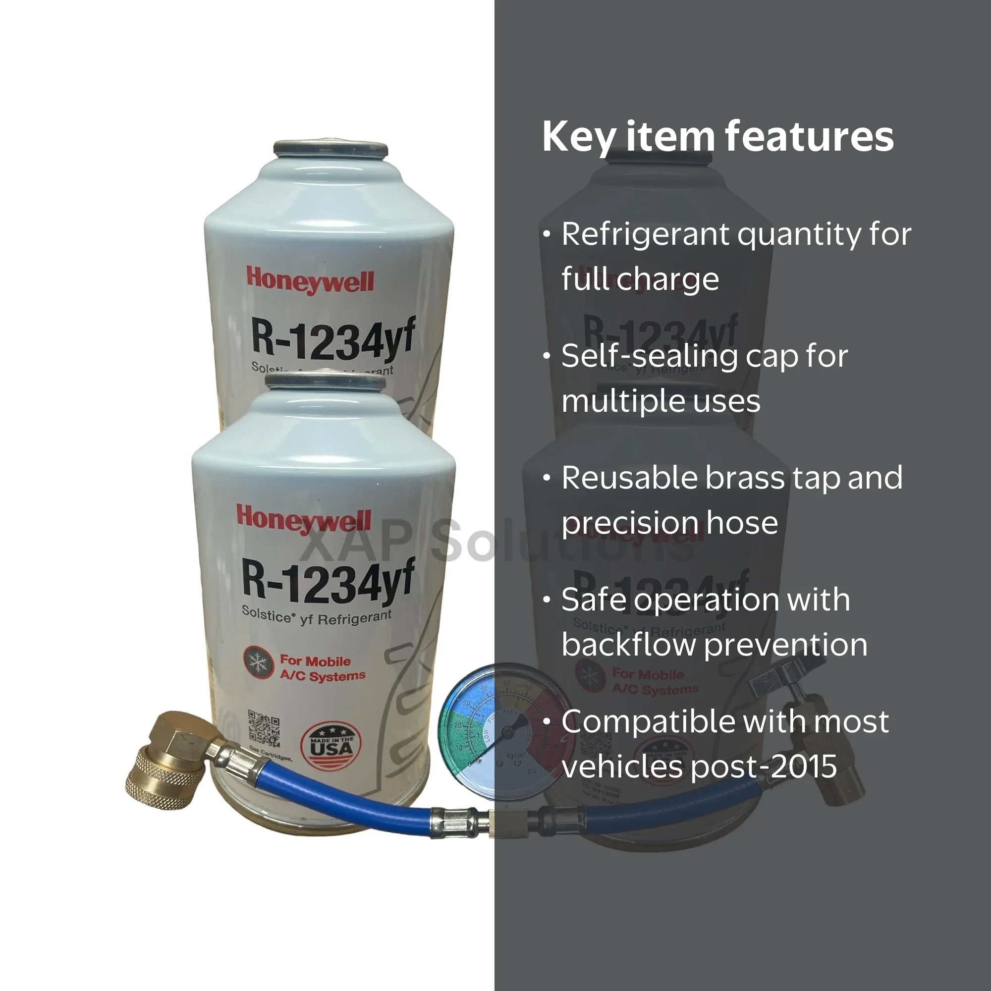Honeywell R1234yf Solstice HFO Refrigerant MVAC 4 Cans HD Brass