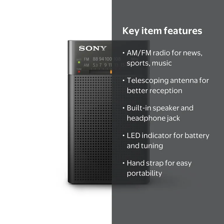 Sony ICF-P27 Compact Pocket AM/FM Portable Radio with Speaker and